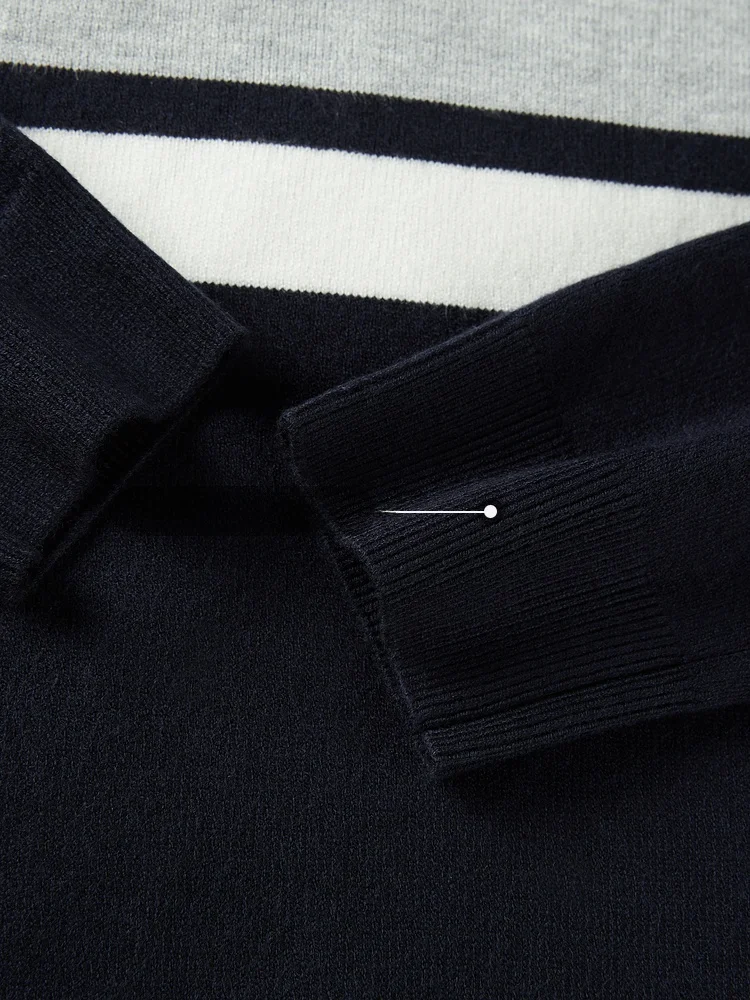 Hla/Hailan Home Double Collar Knit Men's Fake Two-Piece Pullover Slim fit Contrast Color Mosaic Sweater Men