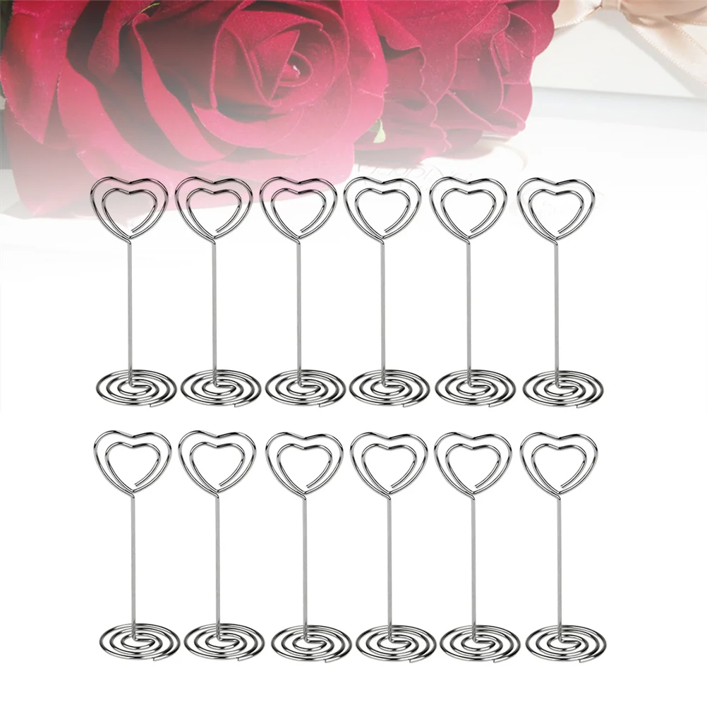 

12pcs Heart Shape Practical Photo Holder Note Memo Clip Wedding Place Cards for Wedding, Anniversary Party
