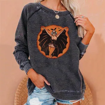 Stylish Autumn Est Women's Halloween Sweatshirts Printed Streetwear Vintage Pullover Girls Female Kpop Gothic Clothing 1