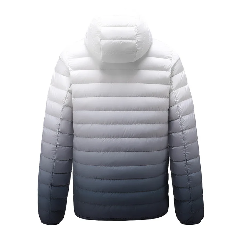 Schinotch Men's Down Jacket Gradient Color Warm Down Waistcoat Autumn Winter Casual Zipper Light Vest Coat Male Outwear