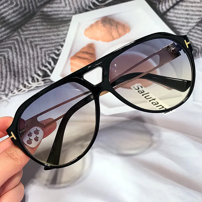 

Vintage Luxury Brand Oval T Sunglasses For Men New Fashion Alloy Driving Uv400 Sun Glasses Women Chic Elegant Gradient Shades
