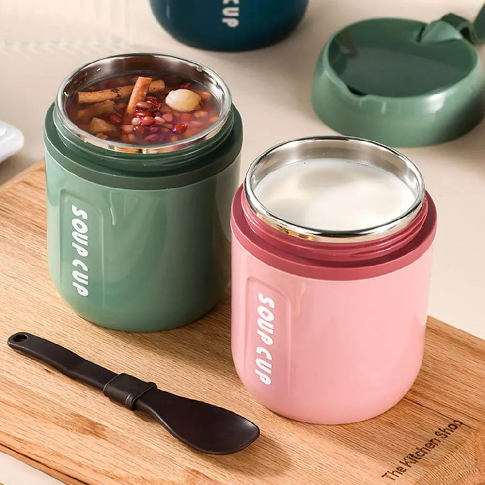 Контейнер для супа из нержавеющей стали Bento с ложкой Ланч-бокс пищевая банка