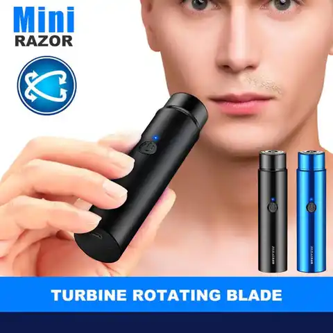 Бритва электрическая портативная для мужчин, перезаряжаемая вращающаяся для груминга, машинка для бритья
