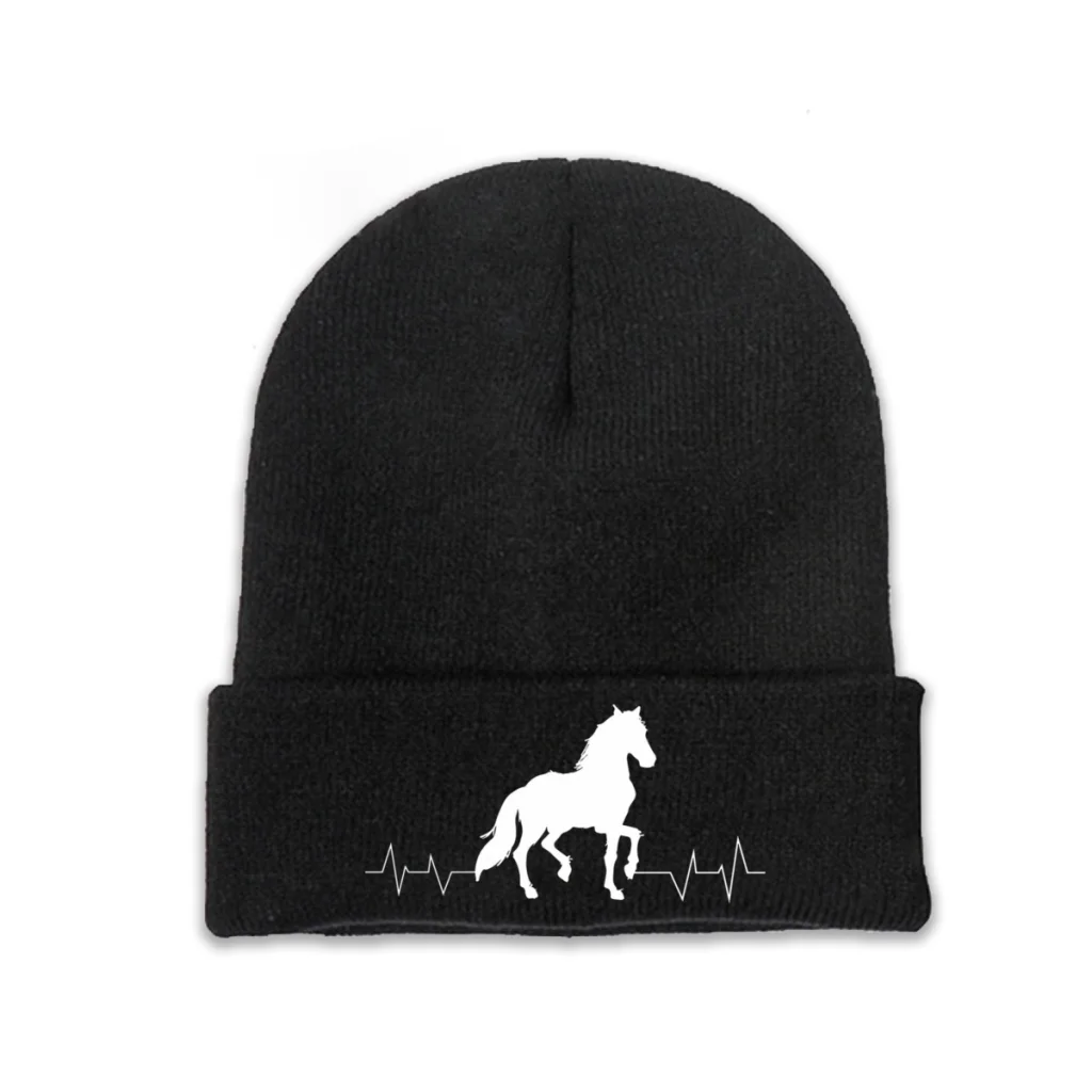 

Heartbeat Lovers Horse Knitting Beanie Caps Skullies Beanies Ski Caps Soft Bonnet Hats Winter Warm