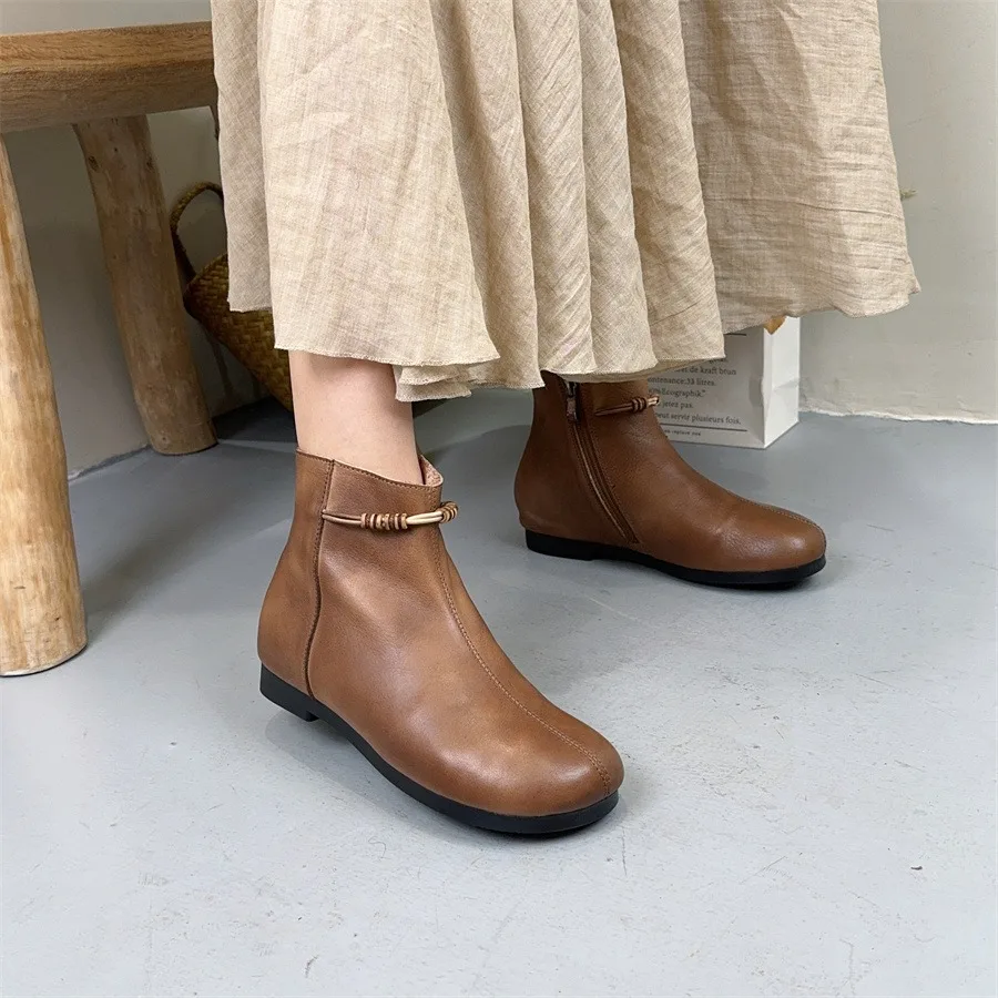 Birkuir Женские ботильоны в стиле ретро с боковой молнией и высоким берцем туфли на