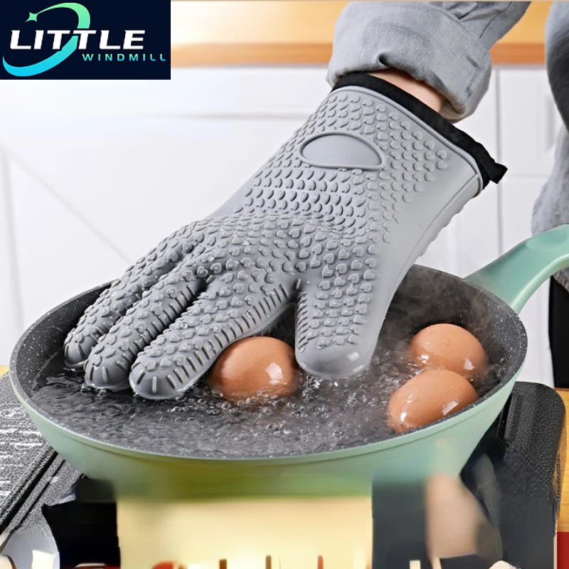 

1 hand Bake Silicone Gloves Microwave Oven Baking Gloves Kitchen Anti-scald Anti-slip Silicone BBQ Oven Pot Holder Mitt Kitchen