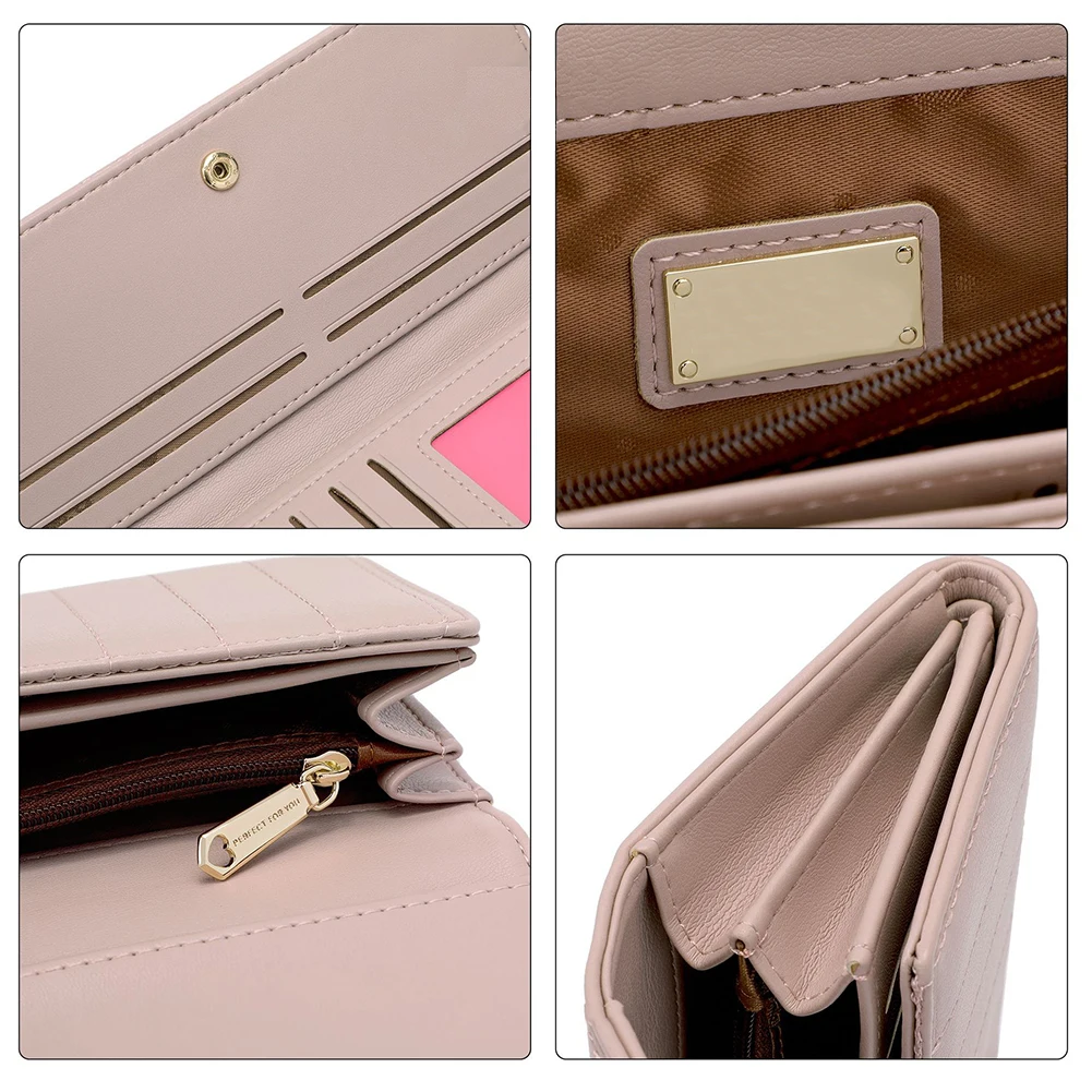 Long Ladies Wallet Three-fold Buckle Coin Purse Multi-compartment Clutch Bags Large Capacity Mobile Phone Bag Women Cosmetic Bag