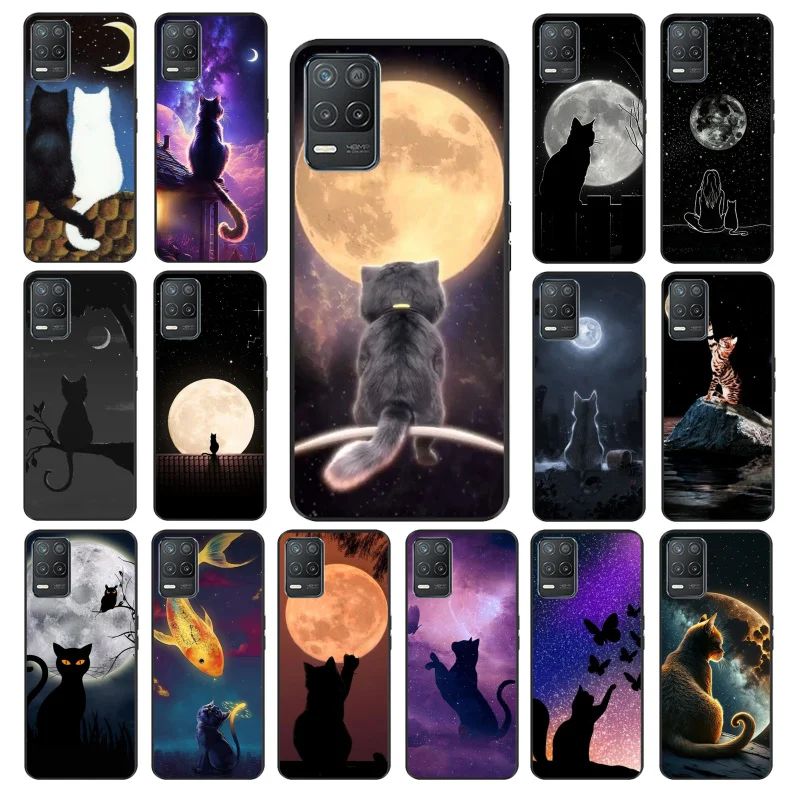 Чехол Cat Moon для OPPO Realme C11 C21 C20 C15 7 7i 8 X7 Pro Reno4 Reno5 Reno7 Reno8 Reno6 Pro