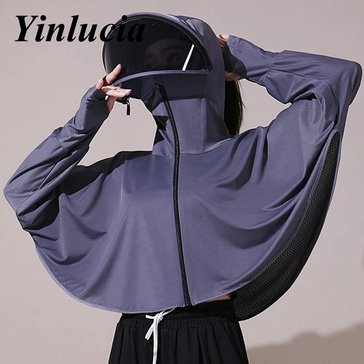 

Summer Detachable Lens Breathable Thin Sun Protection Jacket Hooded Face Covering Beach Sunscreen Coat UV Protection Clothing