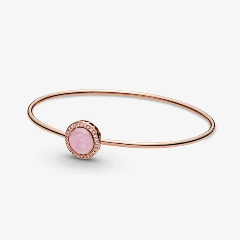 

Mybeboa Comfortable to Wear Original Silver 925 Rose Gold Pink Vortex Enamel Bracelet Female Button Can Be Separated Jewelry