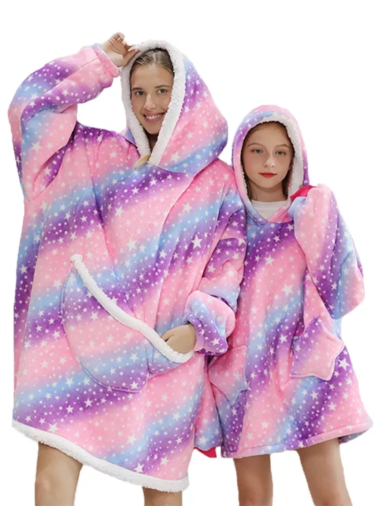 

Winter Sherpa Blanket Plush Fleece Family Matching Hoodie Girl Sweatshirt Avocado Homewear Oversized, if need 2pcs, pls order 2