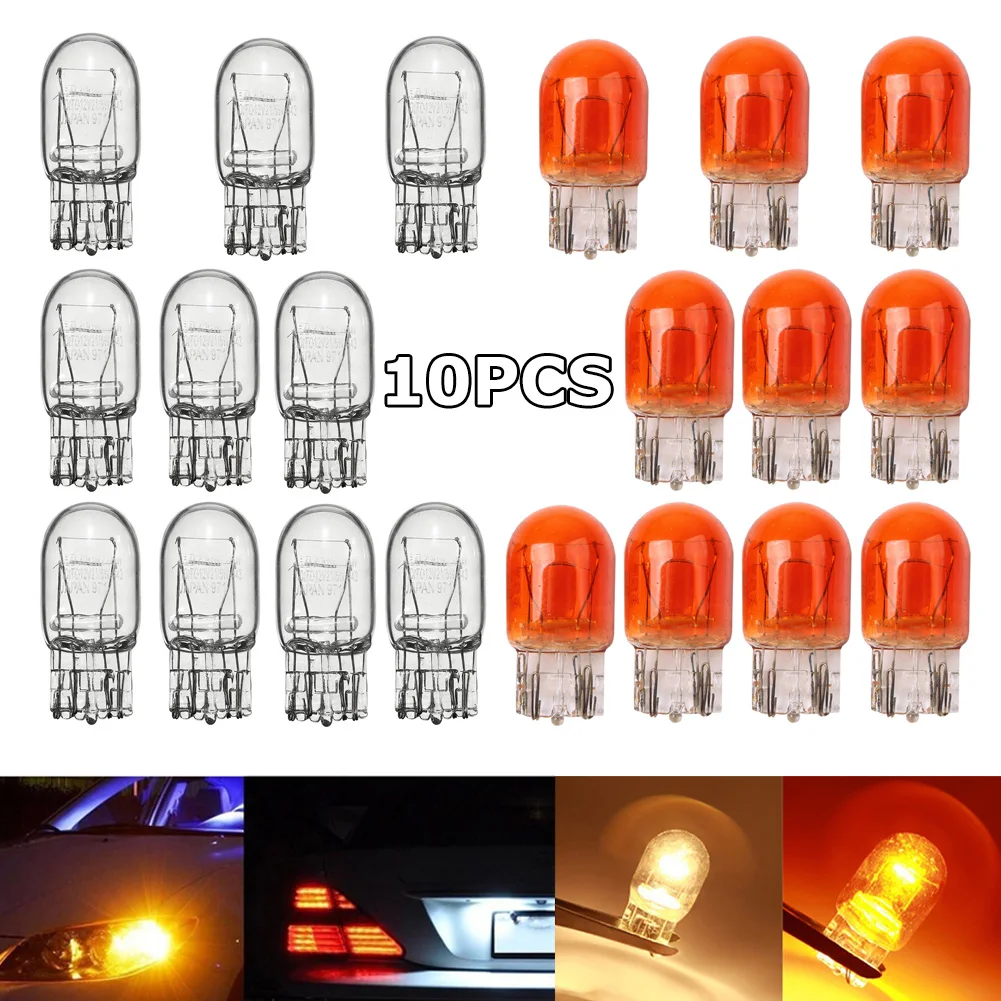 10x T20 7443 7440 Signal Light W21/5W 3800K Halogen Bulb Clear Orange Daytime Running Lights Turn Stop Brake Tail Bulb DRL Bulbs
