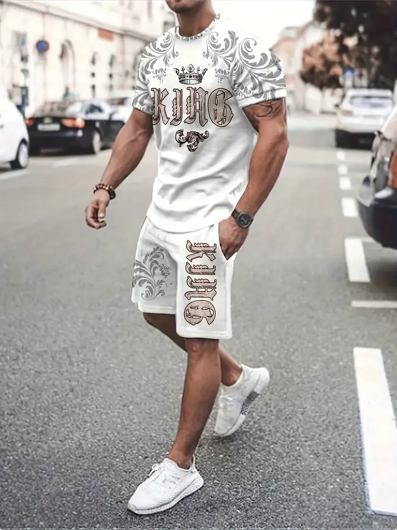 Мужской комплект из футболки и шорт с 3D-градиентом рубашка короткими рукавами