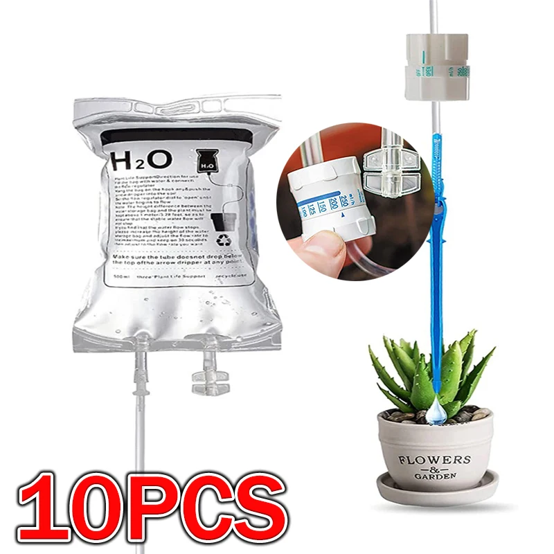 500ml Automatic Watering Dripper Infusion Bag Adjustable Plant Flower Water Household Adjustable Plant Flower Drip Irrigation