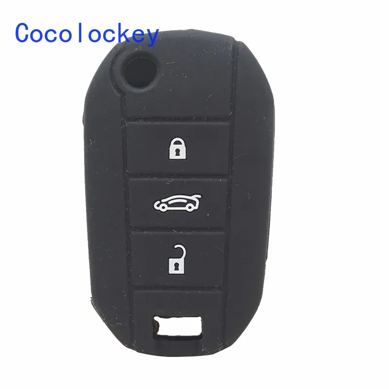 Cocolockey Car Key Cover for Citroen C4 Cactus for Peugeot 508 208 308 T9 F Floding Silicone Key Fob Remote Control Protect Bag