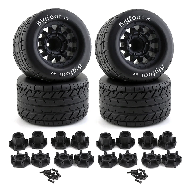 

4PCS 1/10 Monster Truck Rubber Tire Tyre 12Mm & 14Mm Wheel Hex For Traxxas Arrma Redcat HSP HPI Tamiya Kyosho RC Car