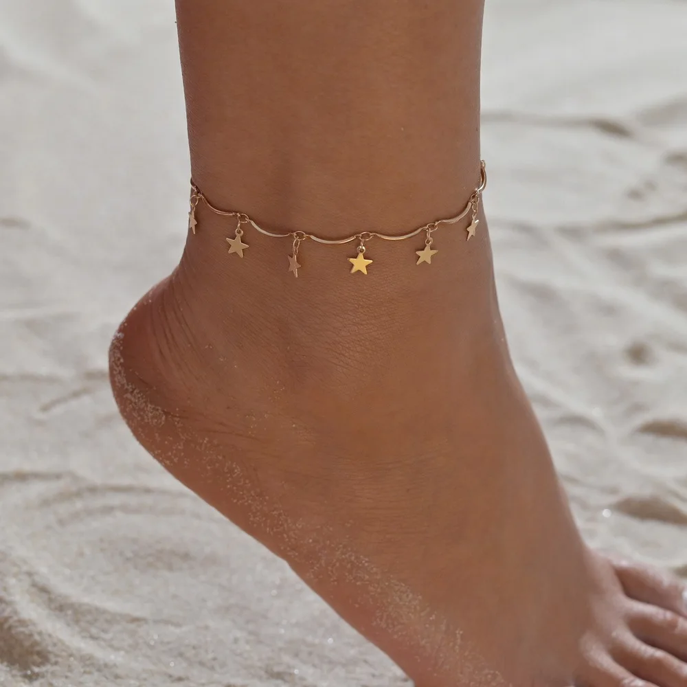 

New 2022 Summer Beach Metallic Sequined Star Anklet