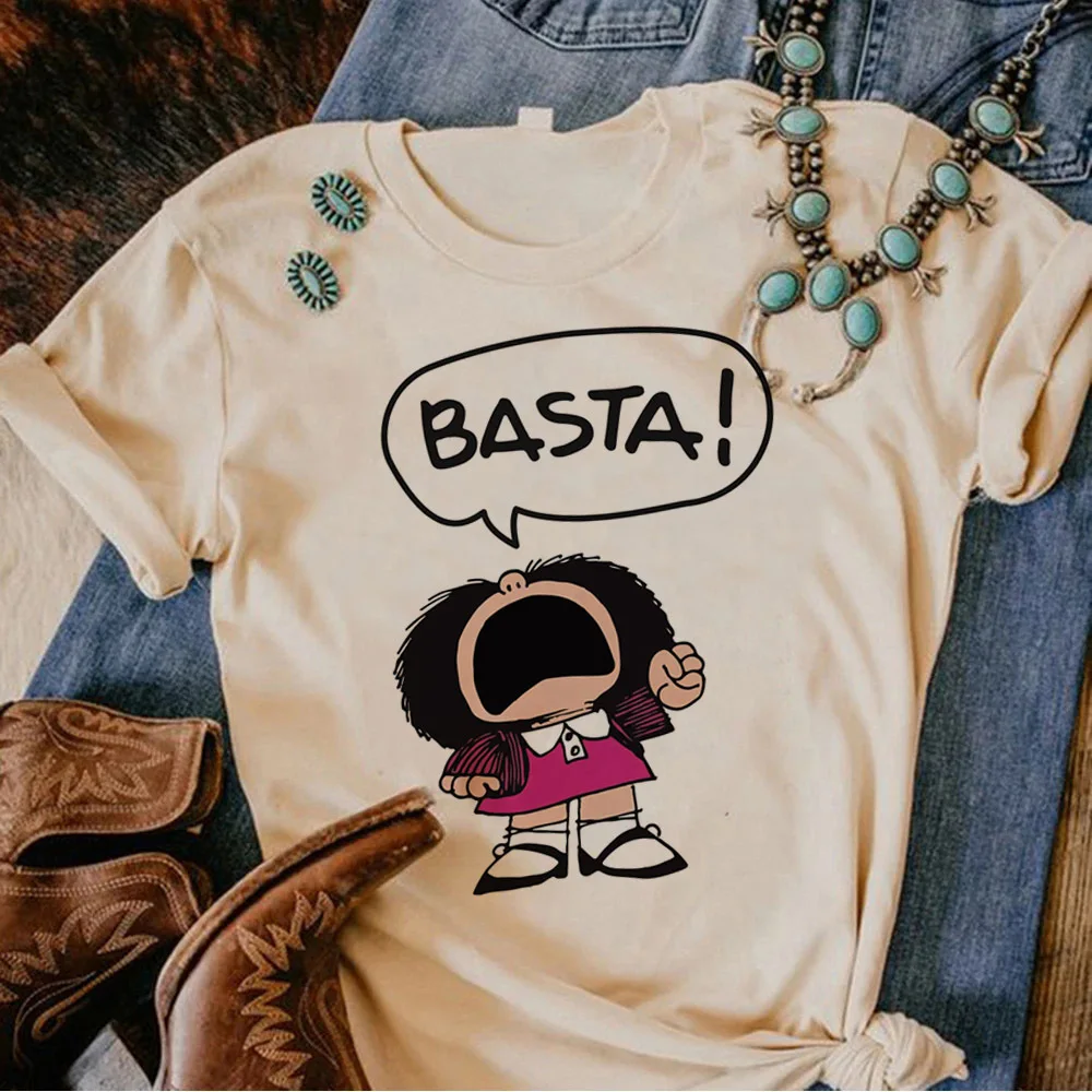 Фото Футболка Mafalda для девочек, графическая аниме, красочная корейская одежда, женская футболка университета, аниме, гранж, университет, цифровая графика №2
