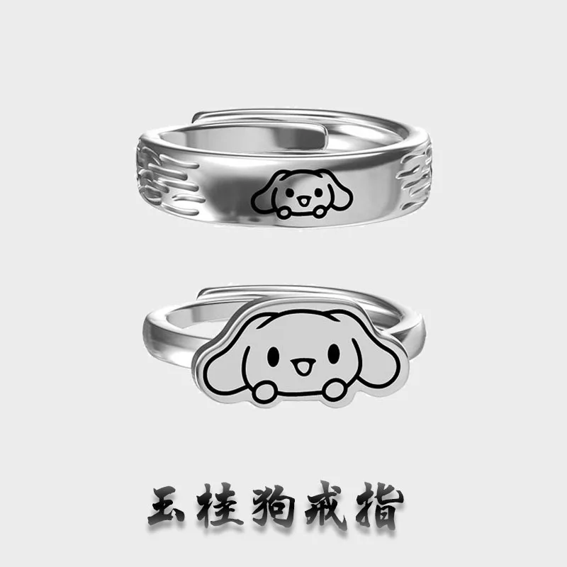 

2023 New Sanrio Cartoon Cinnamoroll Ring Anime Figures Pachacco Cute Ring Couple Models Fashion Simple All-match Trendy Ring