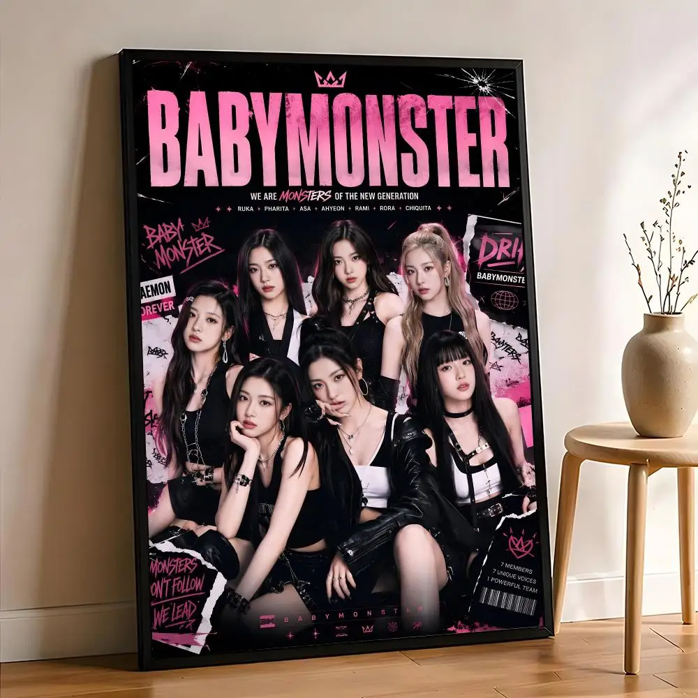 Фото Постер K-pop группы Babymonster, HD-арт, самоклеящаяся наклейка на стену, декор для комнаты, водонепроницаемое украшение для дома, бара, эстетичный декор. №3