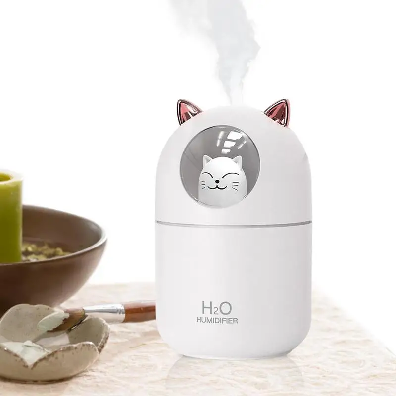 300ml Essential Oil Diffuser Cat Shape Usb Desktop Humidifier With Night Light For Plants Office Car Baby Room