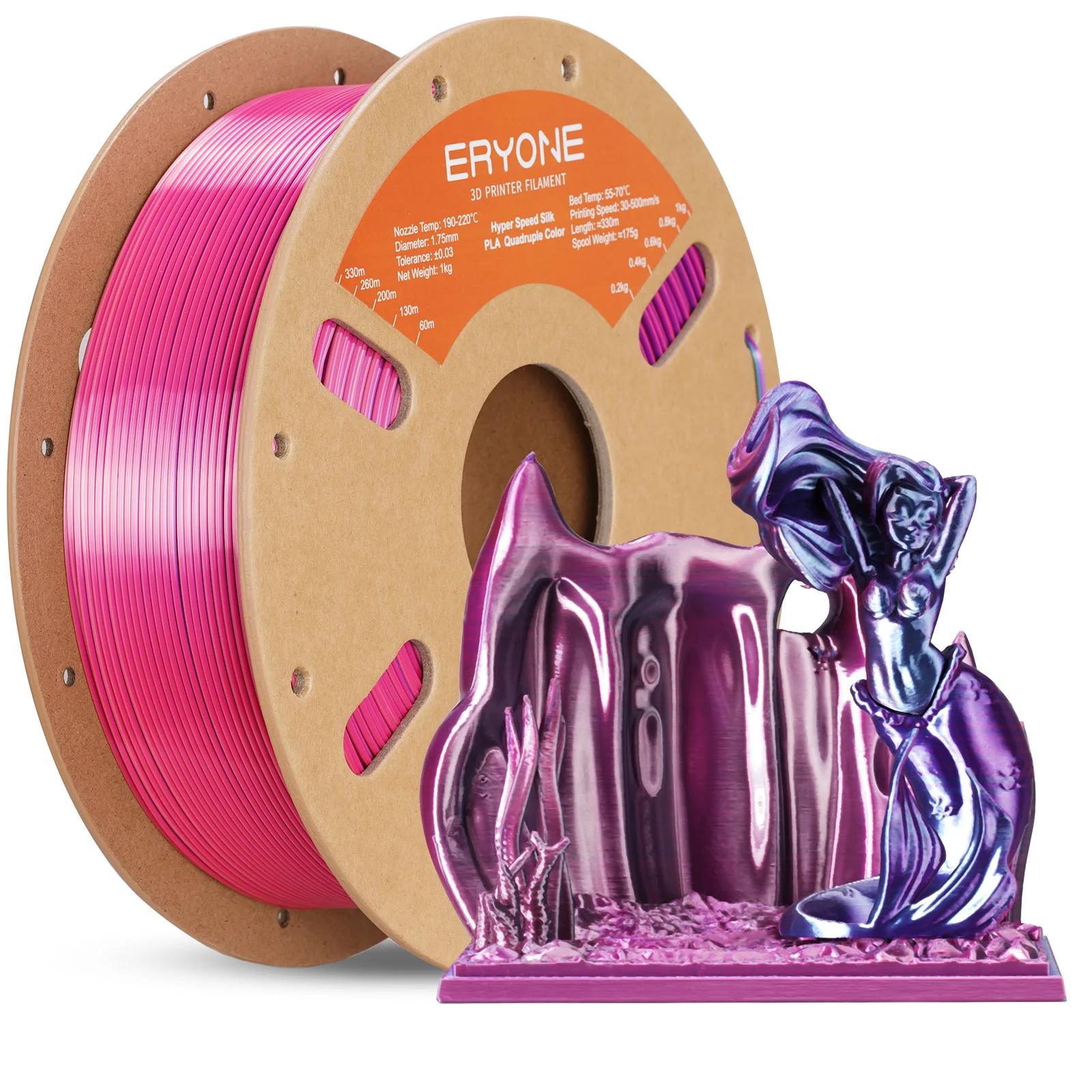 Фото ERYONE HS Silk Quadruple Color PLA Filament 3D-принтер 1,75 мм +/- 0,03 мм, гиперскоростная коэкструзионная нить PLA Shiny 1 кг №5