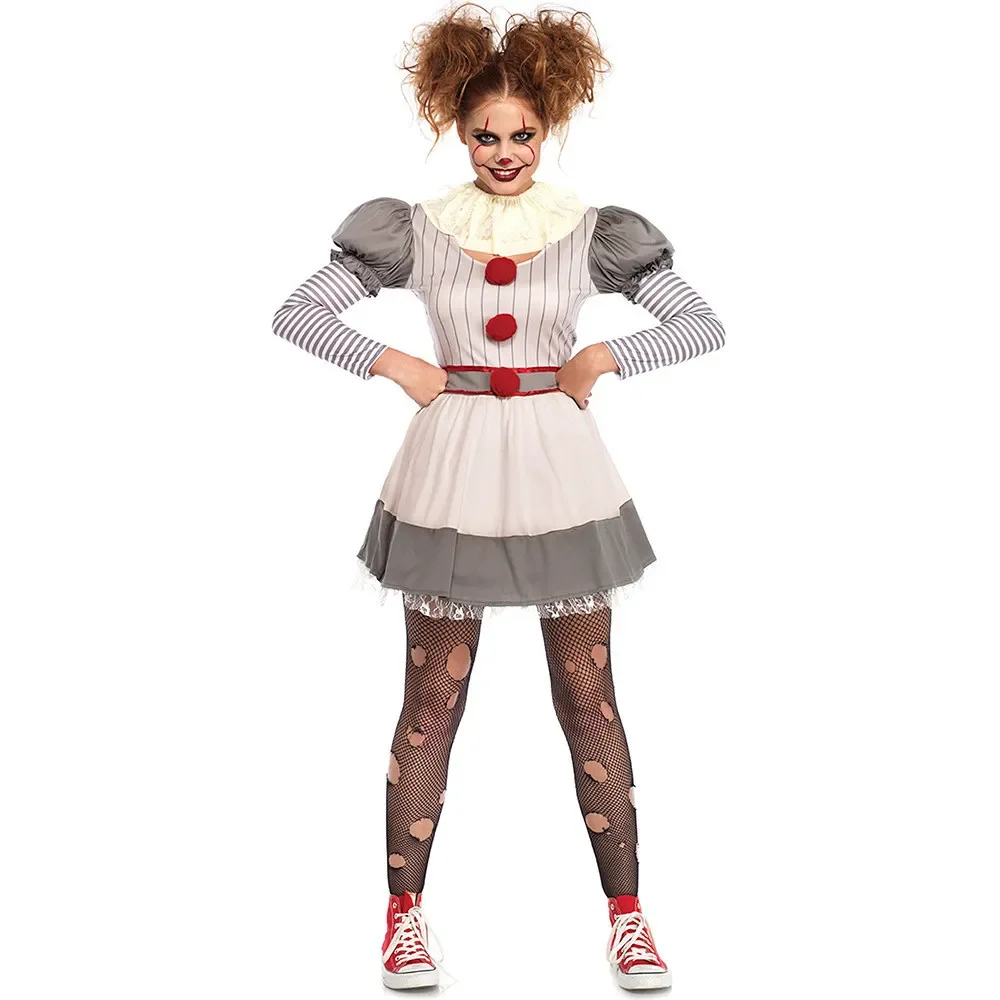 

Halloween Carnival Evil Clown Joker Costumes Cosplay Women Horror Scary Funny Party Circus Clown Dress Up
