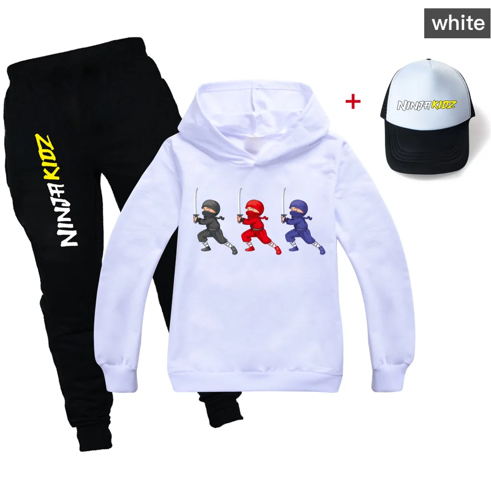 Ninja Kidz Spring Fall kids clothing Toddler hoodie sweatshirt+pants baby girls children clothes boy casual sportswear suit+hat