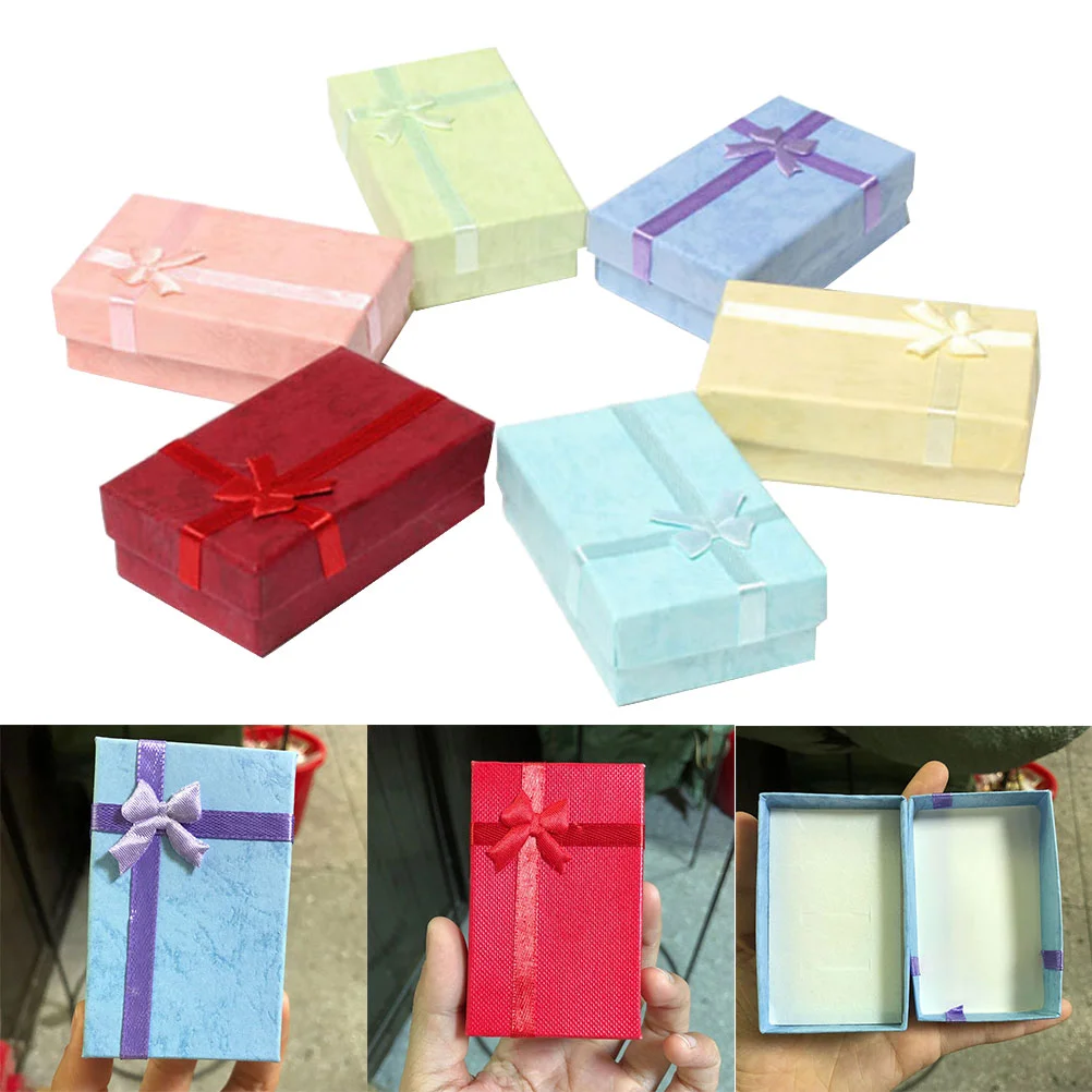 

Box Gift Jewelry Wrapping Boxes Paper Bowknot Cardboardbridalssmall Wedding Storageparty Shower Boxe Case Empty Ring Flat