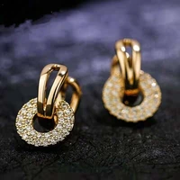 fashion full small circle geometric stud earrings with aaa zircon rhinestone crystal for women party wedding engagement jewelry