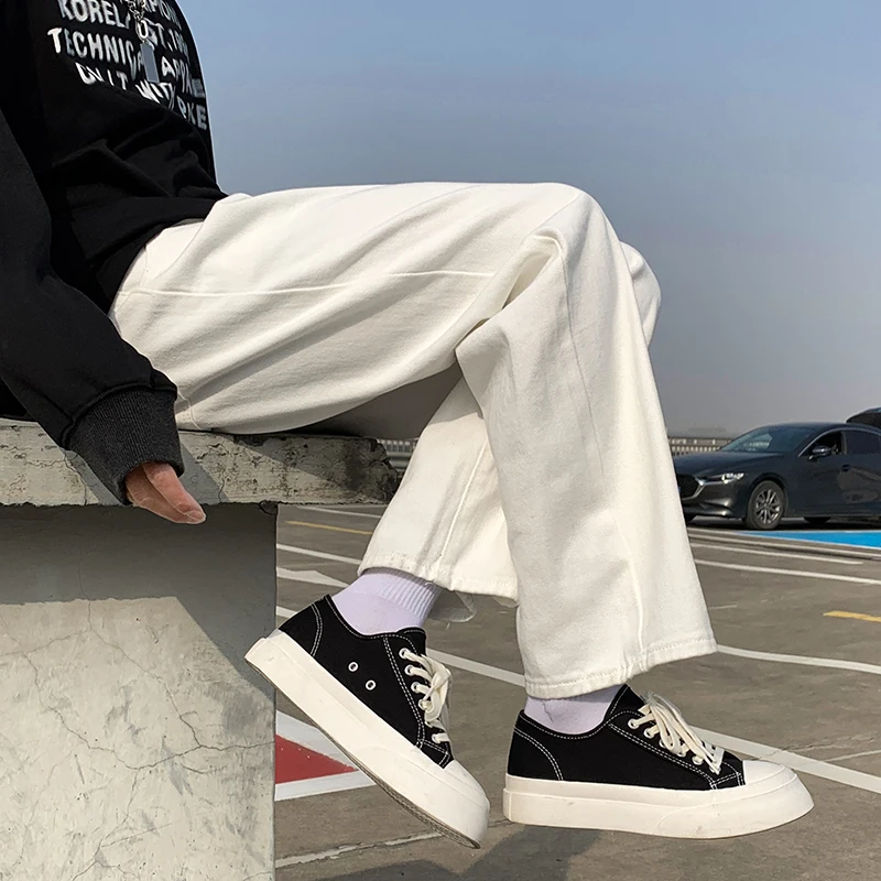 Men Loose High Street White Jeans Straight Leg Wide Leg Trousers Y2k Aesthetic Pants Ins Hot Sale Wide Leg Jeans S-5XL Plus Size