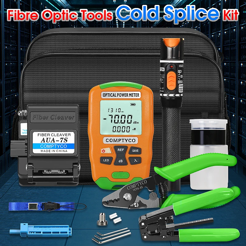 

FTTH Fiber Optic Tool Kit -70~+10dBm/-50~+26dBm Mini Fiber Optica Power Meter and 10mW Visual Fault Locator AUA-7S Fiber Cleaver