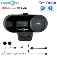 freedconn tcom sc motorcycle intercom wireless bluetooth 5 0 helmet headset bt interphone lcd display fm radio music share