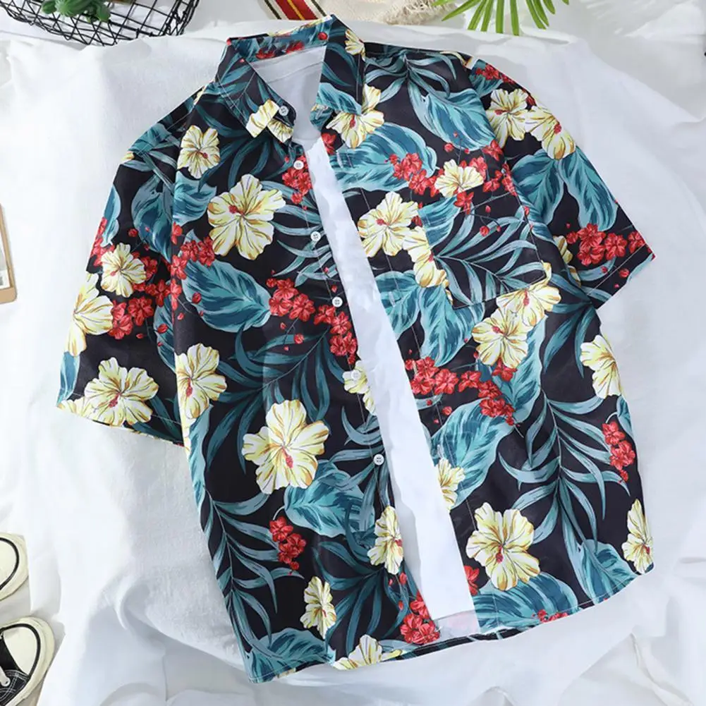 

Male Popular Loose-fitting Buttons Shirt Vintage Button-Down Shirt All Match for Holiday