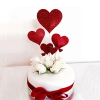 7pc cake decoration card marriage plug in rose heart star birthday anniversaire party red suit cake dessert table decor supplies