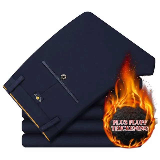 

Брюки мужские теплые повседневные, модные трикотажные облегающие плотные брюки, деловой стиль, брендовая одежда, новинка зимы 2022