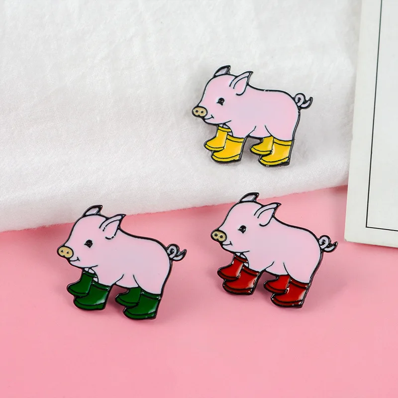 Cute Pink Pig Brooch Bag Denim Collar Accessories Creative Shoe Lapel Pins | Brooches