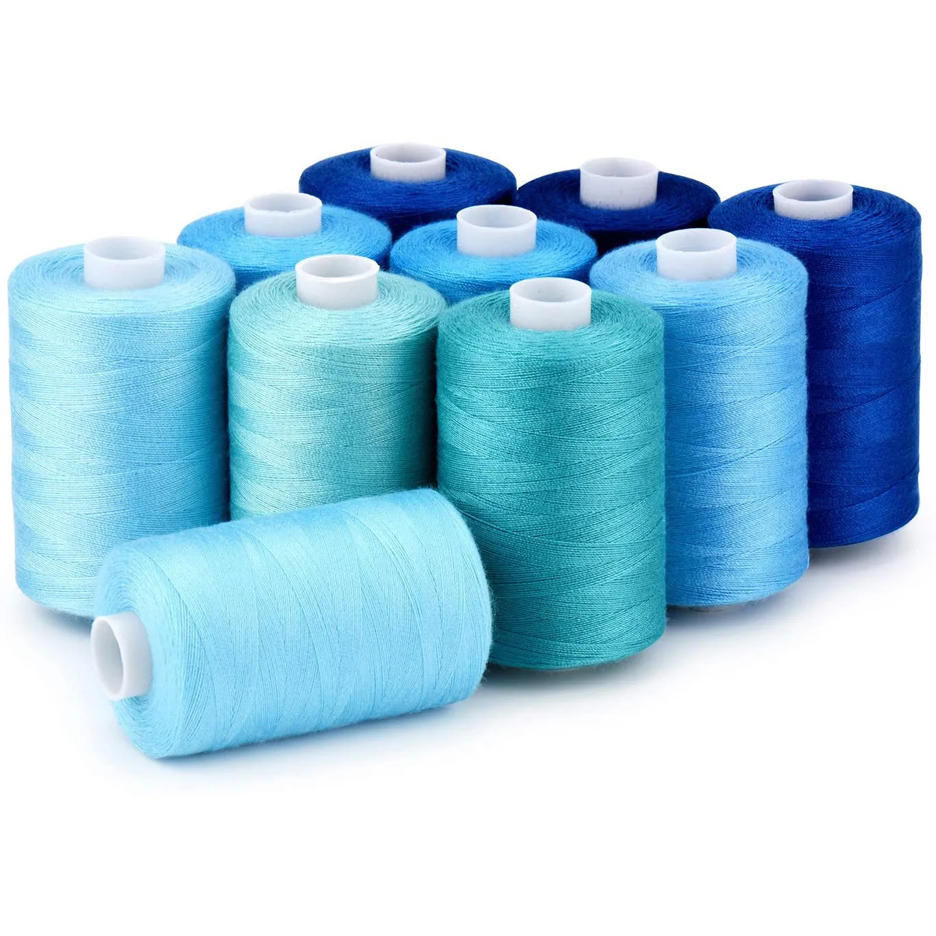 

1000 Yards Per Spool 40S/2 Polyester Sewing Thread Sets with Box 10 Blue Colors Sewing Thread for Hand Sewing Embroidery Machine