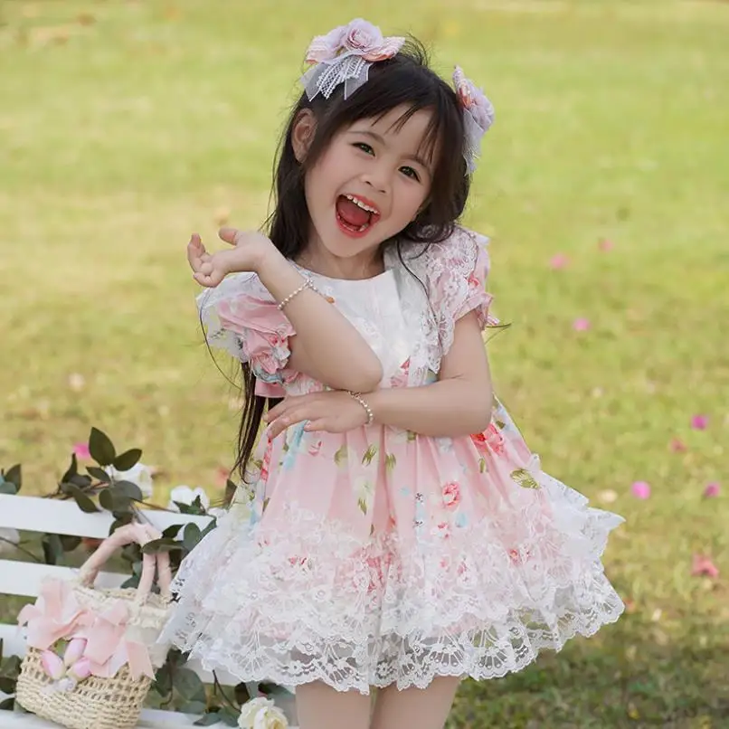 

Детская одежда, бальное платье принцессы в испанском ретро стиле, кружевное дизайнерское платье с рукавами-фонариками для дня рождения, ярко-яркое платье в стиле "Лолита" для девочек, A2549