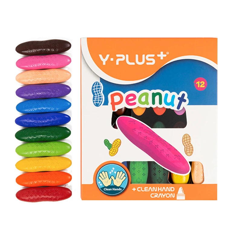 12 Pcs Color Peanut Crayon 12Colors Oil Pastel Children's Brush Gift Set Stationery Color Pen Painting Fine Art Oil Painting