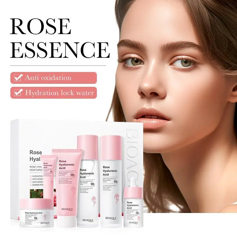 

6pcs BIOAQUA Rose Hyaluronic Acid Skin Care Sets Moisturizing Face Essences Cream Serum Toner Lotion Eye Cream skincare Product