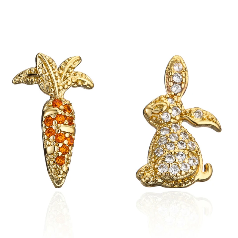 

Sweet Lovely Zircon Rabbit Carrot Shaped Stud Earrings Wholesale