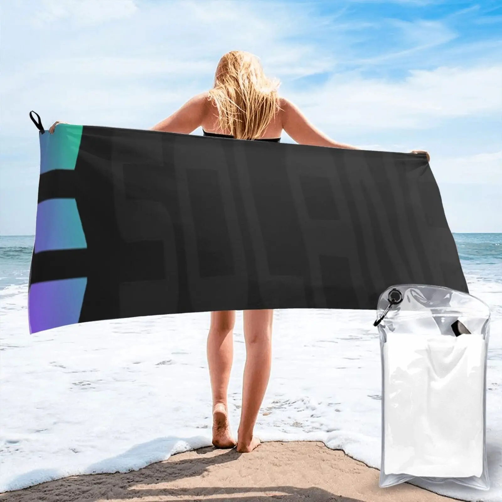 

Большое пляжное полотенце Solana криптосоль с монетами, пляжное полотенце, пляжная одежда, пляжный коврик для ванной и душа, кухонное полотенц...