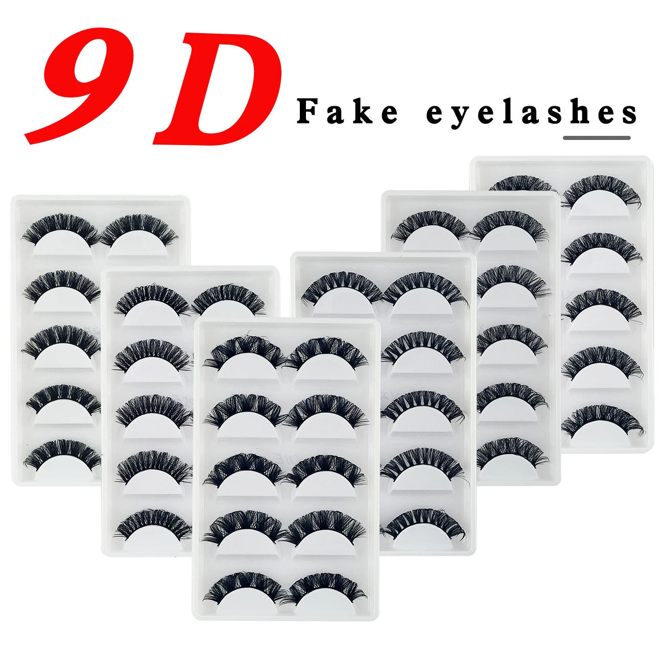 

5Pairs Lashes DD Curl 10-23mm Russian Lashes 3D Mink Eyelashes Reusable Fluffy Russian Strip Lashes eyelashes extensions