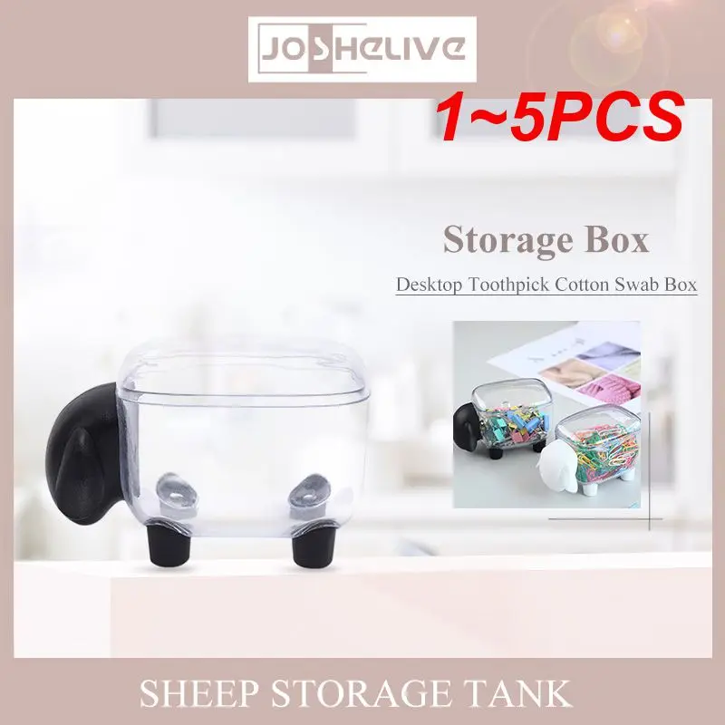 

Ящик для хранения ватных тампонов с крышкой, пластиковый контейнер в форме овцы, органайзер, домашний декор для стола, кухонные банки, 1 ~ 5 шт.