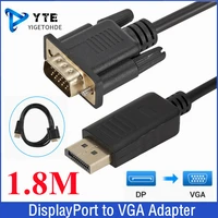 displayport to vga cable adapter 1 8m display port dp to vga male to male converter 1080p for pc laptop hdtv monitor projector