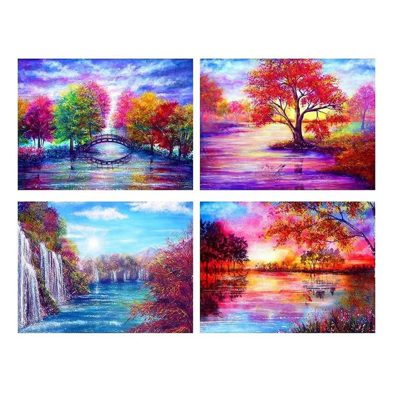 

DIY Diamond Painting Kits For Adults,Round Full Drill Crystal Embroidery Paintings Arts Craft For Home Landscape Tree