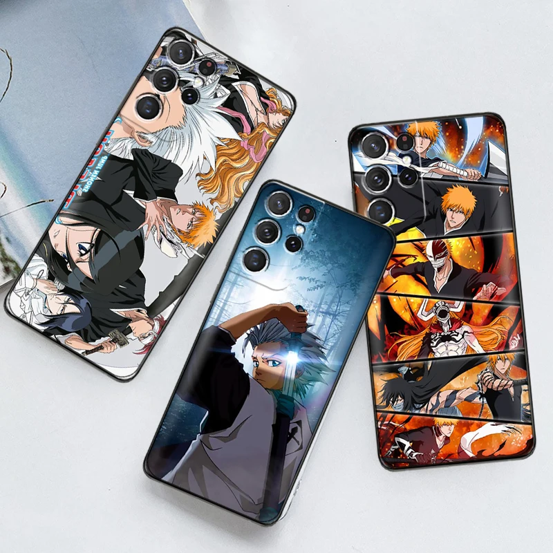 

Japan BLEACH Ichigo Kurosaki Manga Phone Case For Samsung Galaxy S22 S21 S20 Ultra FE 5G S22 S10 10E S9 Plus Black