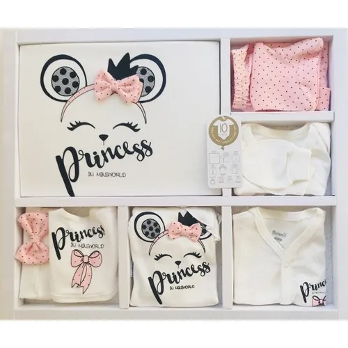 

New Born Girl Bow Princess 10 Pieces Natural Antiallergic Baby Set