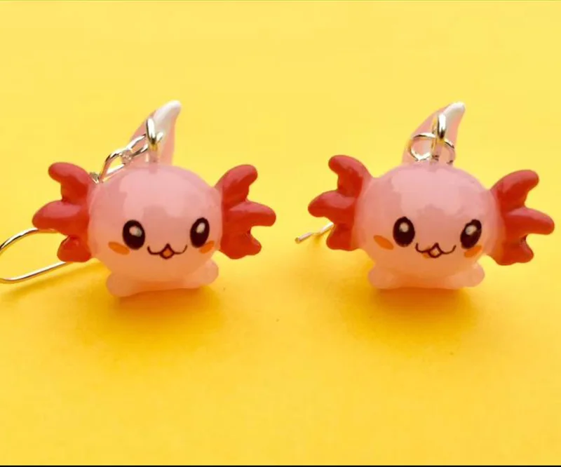 Модные милые Axolotl розовые серьги-капли 2021 женские серебряные Подвесные серьги с